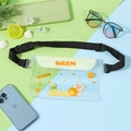 Transparent waterproof PVC waist bag with yellow flap and cute bear pattern for beach - Bear