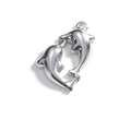 Pendentif dauphins baisers en métal argenté poli pour colliers et bracelets - Argent-Dauphins s'embrassant