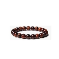 8mm natural red tiger eye stone beaded elastic bracelet with polished finish - Red Tiger Eye