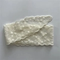 Ivory lace headband with floral embroidery and scalloped edges in retro pastoral style - Lace Accessory - Apricot Flowers