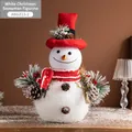 Poupée bonhomme de neige de Noël blanc avec chapeau rouge et écharpe, 25x15x34 cm - Bonhomme de Neige à Chapeau Rouge Style B