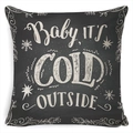 Christmas pillowcase in black linen fabric featuring Baby It's Cold Outside text - A-5