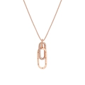 Rose gold S925 sterling silver interlocking double ring necklace with Forever engraving - Rose Gold 40+5cm