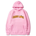 Sweat à capuche rose imprimé LOVE pour hommes avec motif FRESH LOVE sur fond blanc - S / Rose