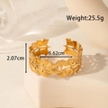 Golden stainless steel cuff bracelet with ginkgo leaf design and size specifications - Ginkgo Leaf Hollow Style (YB-192)