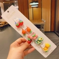 5-piece fruit-themed hair ties with strawberry and avocado charms on a display card - 3D Fruit Style (13#) / 10 Pieces Pack