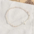 Pink natural stone beaded bracelet with curved silver cross for women and girls - Silver Plated White