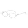 Clear frame anti-blue light glasses with stylish square design and metallic temple details. - Anti-blue Light Style / Clear White