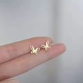 Elegant 925 sterling silver hollow butterfly stud earrings in a gold finish for women - Ethereal Butterfly / Gold