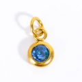 Golden round zircon birthstone pendant with blue gem DIY jewelry accessory - September Blue