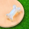 Miniature white translucent natural agate bone carved ornament on wooden tray - Opal (Synthetic)