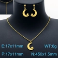 Conjunto de joyas doradas de acero inoxidable de luna y estrella en un maniquí negro - Dorado (KS143447-Z)