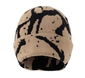 Winter-Strickmütze mit khaki-schwarzem abstraktem Spritzmuster und gefaltetem Rand - Kaffeebraun