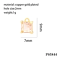 Detailed specs for 18K gold plated copper pendant with pink zircon, size 9x7mm - Gold Base - Champagne