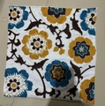 White embroidered pillow cover featuring intricate yellow and blue floral patterns - Red Blue Flower