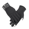 Gants noirs épais en fourrure de lapin avec boucle et doigts tactiles hiver - Boucle Lisse Homme - No-倒绒 Noir