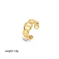 Detail of 18K gold plated chain ring showing 0.94cm width and 1.8g weight specs - Classic Pig Nose Anchor Link Style (YYR023080)