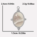 Oval silver 304 stainless steel pendant with white shell inlay for DIY necklaces - Silver White Mother Of Pearl Pendant (S2002-S-W)