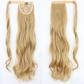 Golden blonde wavy ponytail extension with velcro strap and lace net structure - Beige
