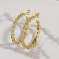 Eleganti orecchini a cerchio a stella dorati 18K con cristalli di zirconia cubica - Stella (ES2769-5) / Oro