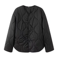 Women's black diamond quilted crewneck jacket with lightweight padding and long sleeves - XS / Black
