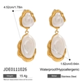 Goldene Perlenohrringe mit unregelmäßigem Rahmen aus wasserfestem Edelstahl für Damen - Ohrring-Stil (JDE0111026)