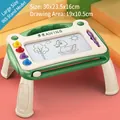 Large magnetic drawing board for kids in Morandi green with stamps and detachable legs - Large Green Board With Table Legs (4 Stamps + 1 Pen)