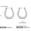 Dimensions détaillées des boucles d'oreilles en U argentées en acier inoxydable poli - Style U Ondulé Acier (F053)
