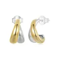 Orecchini a perno minimalisti in argento S925 bicolore a forma di C curva donna - Argento 925 / Bicolore Oro e Argento Curvo