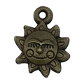 Ciondolo a forma di sole in bronzo antico con viso sorridente per gioielli fai da te - Sole Sorridente 13x16.6mm