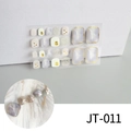 Close-up of JT-011 3D toenail stickers with purple marble texture and gold foil edges - Grey Marble Beige White Silver Glitter (JT-011)