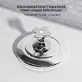 Silver flower-shaped toilet button presser accessory with polished chrome finish - Electroplated Silver 1 Pack