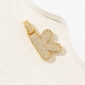 Gold plated letter K pendant necklace with sparkling cubic zirconia pavé setting - Letter K