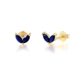 Detail shot of the S925 hallmark on gold turquoise marquise zircon stud earrings - Gold/Blue Zirconia