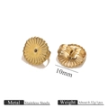 Golden 10mm stainless steel butterfly earring backs pair weighing 0.32g for DIY jewelry - Large 10mm Round Ear / Gold