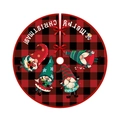 Weihnachtsbaumdecke mit rot-schwarzem Karomuster, Gnomen und Merry Christmas Druck - 90CM Gebürsteter Stoff Baumdecke 038 / 90cm