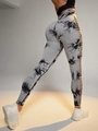 Leggings de yoga tie-dye gris de cintura alta con diseño de tiras cruzadas - S / Gris claro