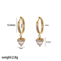 18k gold plated stainless steel heart hoop earrings with zircon stones and dimensions info - Gold Heart Style (TE60389-G)