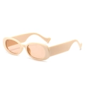 Retro-Oval-Sonnenbrille in Beige mit abgestuften Bügeln und orangefarbenen Gläsern - Off-White-Rahmen Tee-Linse