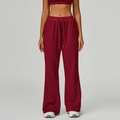 Pantalones de chándal de cintura alta y pernera ancha en rojo oscuro con cordón - S / Rojo Cereza