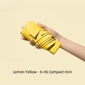 Compact lemon yellow 6-rib mini folding sun umbrella for easy portable storage - Lemon Yellow