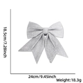 Silver glitter Christmas bow ornament detail with 24cm width and 18.5cm height measurements - G:No.5 (24x18.5cm) / Silver