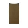 Falda midi de punto caqui oscuro para mujer con textura acanalada y ajuste ceñido - S / Falda Verde Oliva