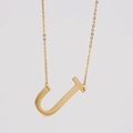 18K gold plated stainless steel initial J pendant necklace with a delicate link chain - Gold Letter J (With Chain)