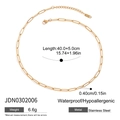 Collana a strati con croce in acciaio inossidabile dorato, impermeabile e regolabile - Stile a catena semplice (JDN0302006)