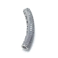 Cuenta de tubo curvo plateada con micro pavé de circonitas para joyería DIY - 33*4.5mm / Platino