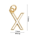 Golden letter X pendant with white enamel inlay for DIY necklaces and bracelets - Letter X