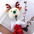 DIY Christmas reindeer decoration set with brown antlers and green pom-poms for crafts - Brown Antler Reindeer Set (5 Pairs/No Flowers)