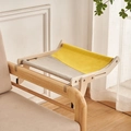 Hanging solid wood cat window perch with yellow and grey canvas fabric bed - Upgraded Style B / Grey Yellow
