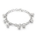 Bracelet minimaliste en acier argenté avec sept pendentifs ronds et lisses - Argent (KB167698-Z)